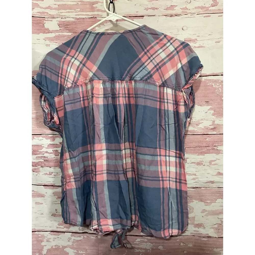 Como Blu Size Large Blouse Plaid - Picture 6 of 9